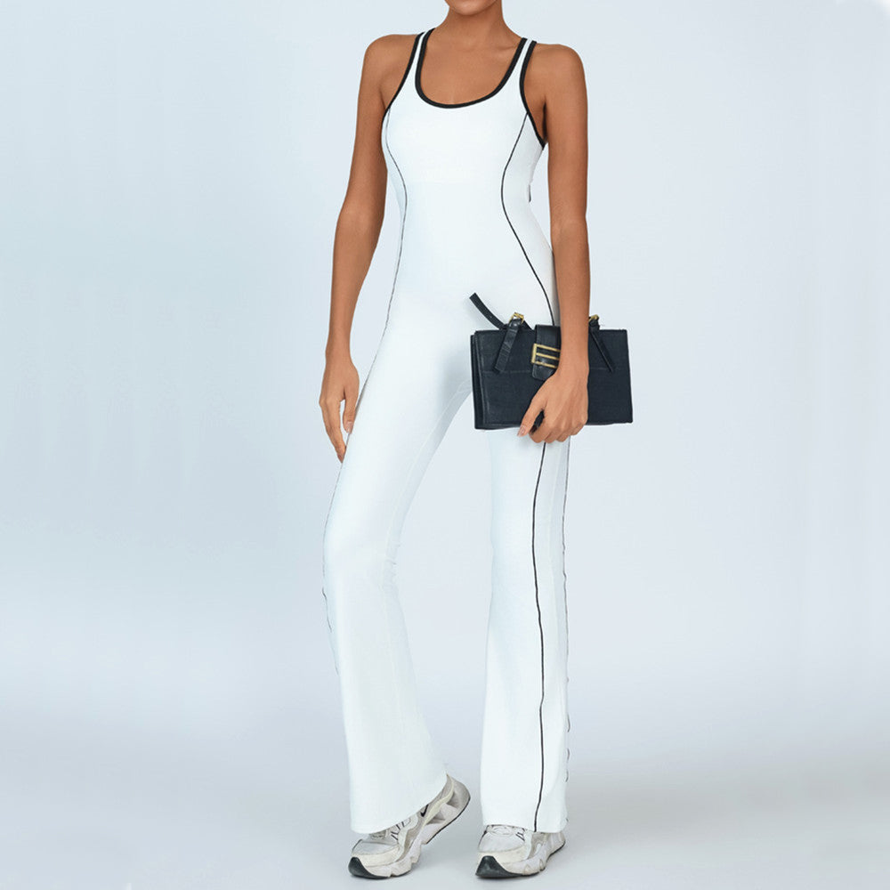 Martha Contrast Flared Jumpsuit White