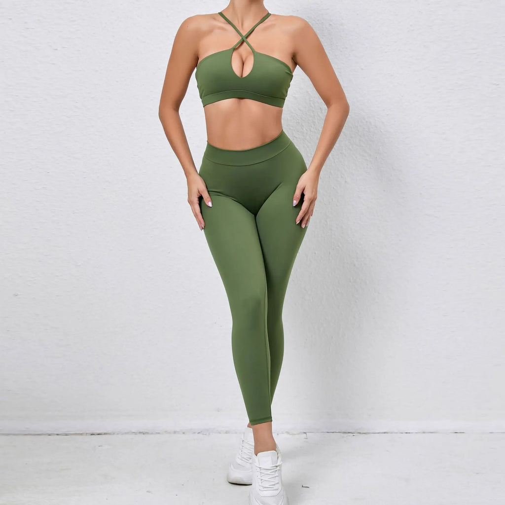 Nixi Cross Bra & Leggings Set Army green