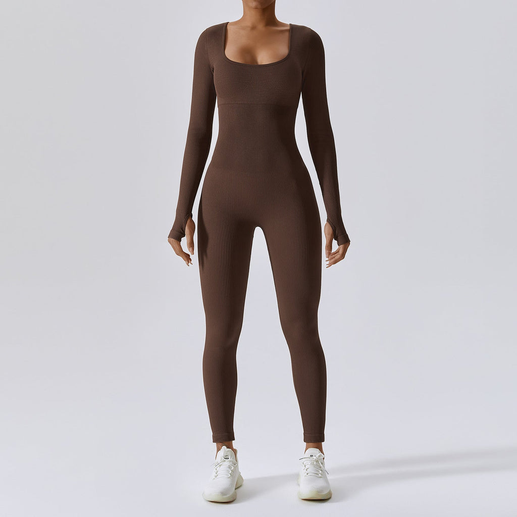 Snatched Scoop Jumpsuit Brown