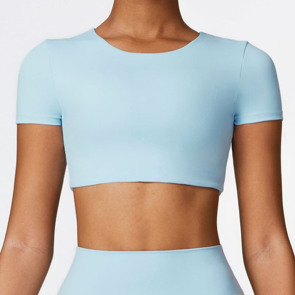 Butter T-Sleeve Crop Top Blue
