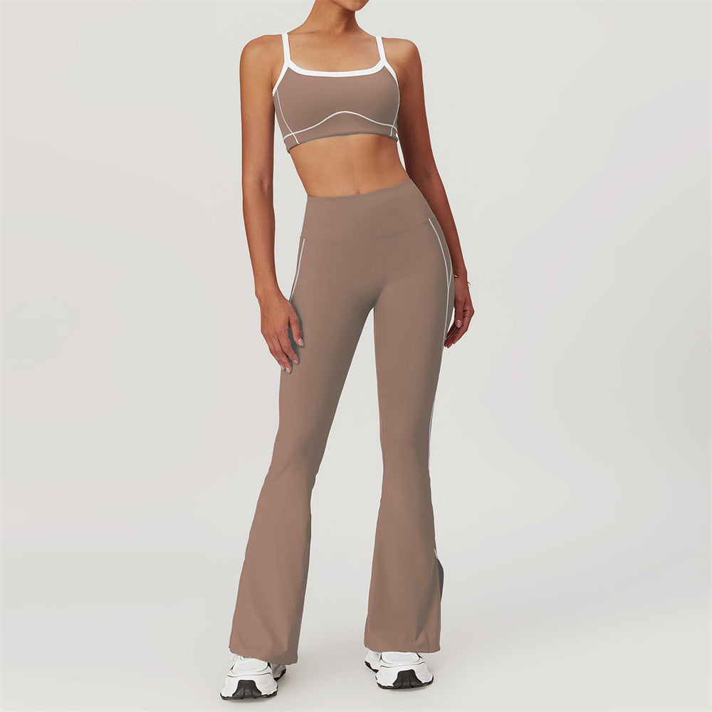 Celeste Panel Crop Top & Flared Set Mocco
