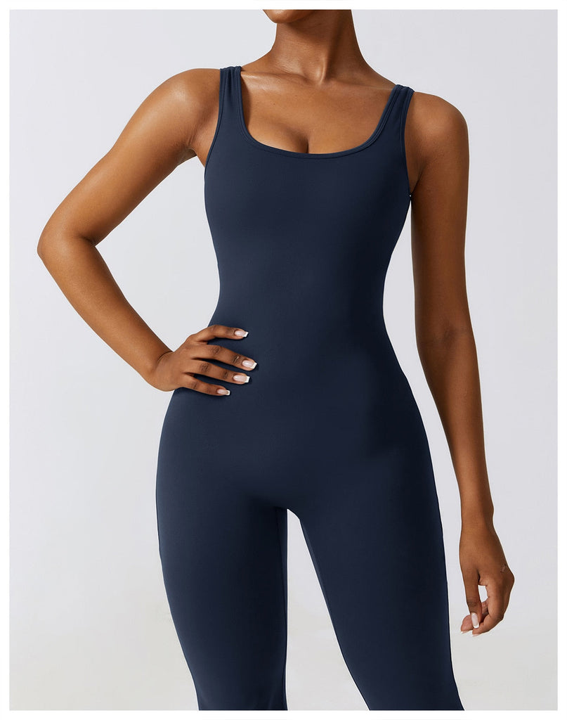Scrunch V Back Flared Jumpsuit