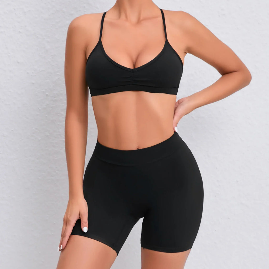 Viola Bra Top & Shorts Set Black