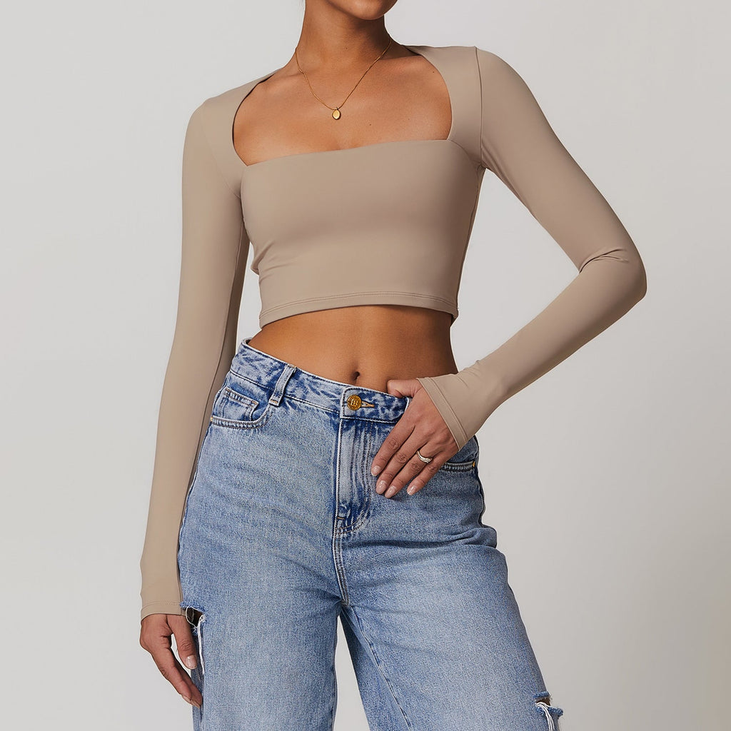 Amy Square Cut Longsleeve Top Stone