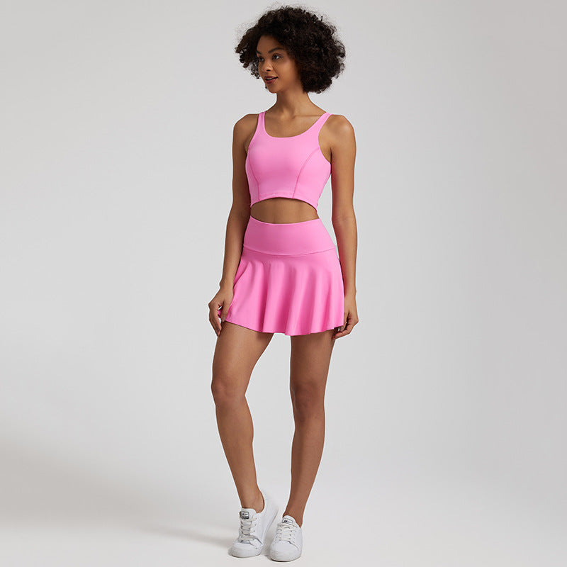 Tennis Crop Top & Skort Set Pink