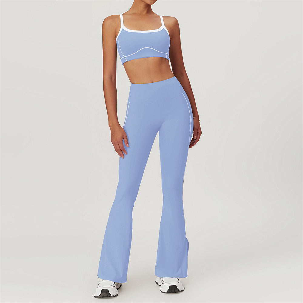 Celeste Panel Crop Top & Flared Set Periwinkle