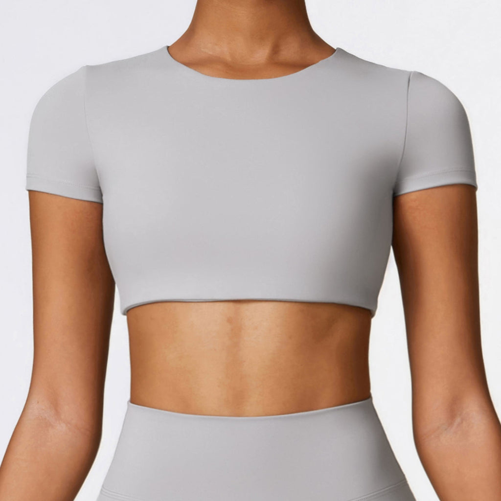 Butter T-Sleeve Crop Top Light grey