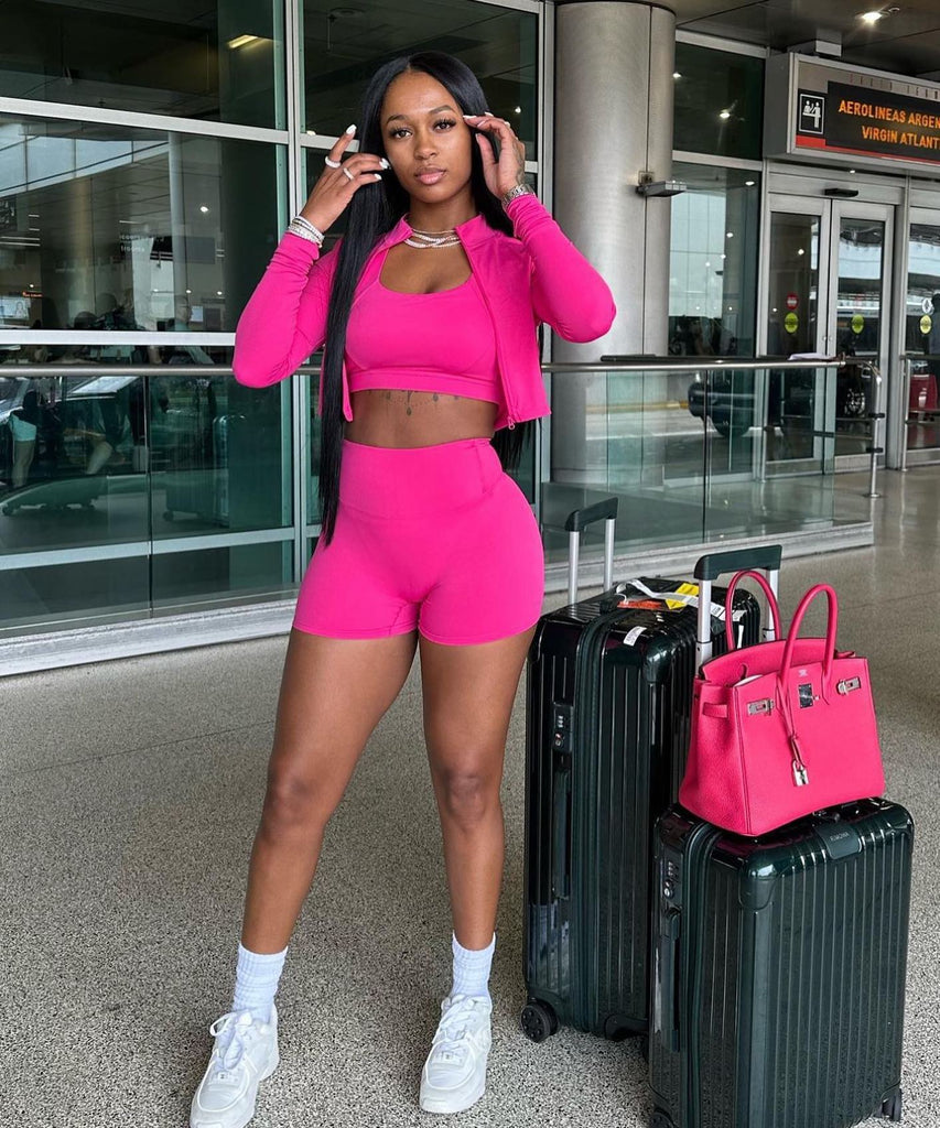 Madelyn 3 Piece Top & Shorts Set Hot pink