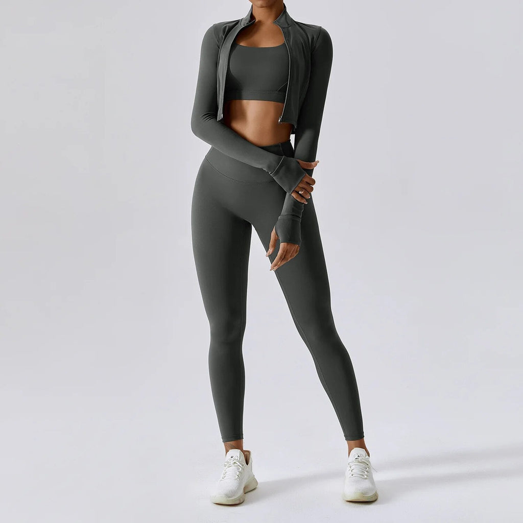 Madelyn 3 Piece Top & Leggings Set Graphite