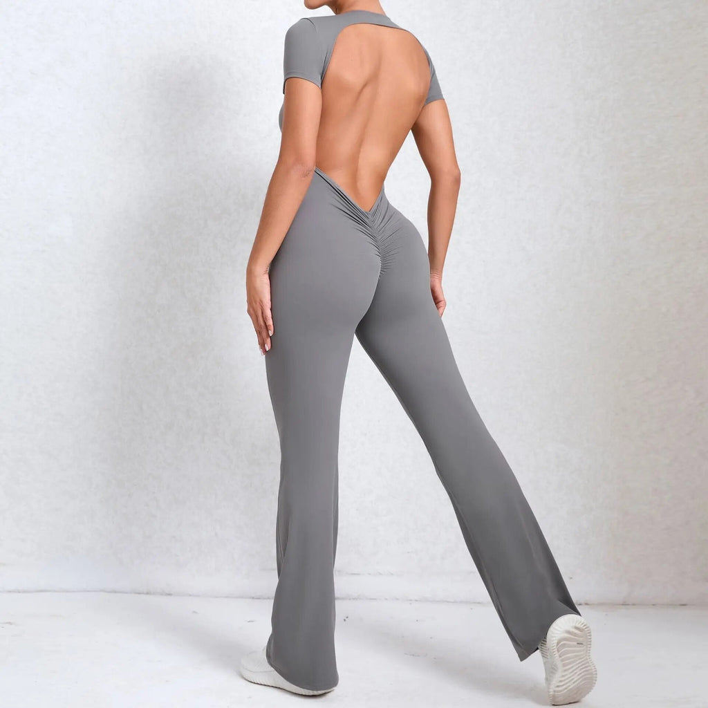 Essential Backless Flared Jumpsuit Steel grey