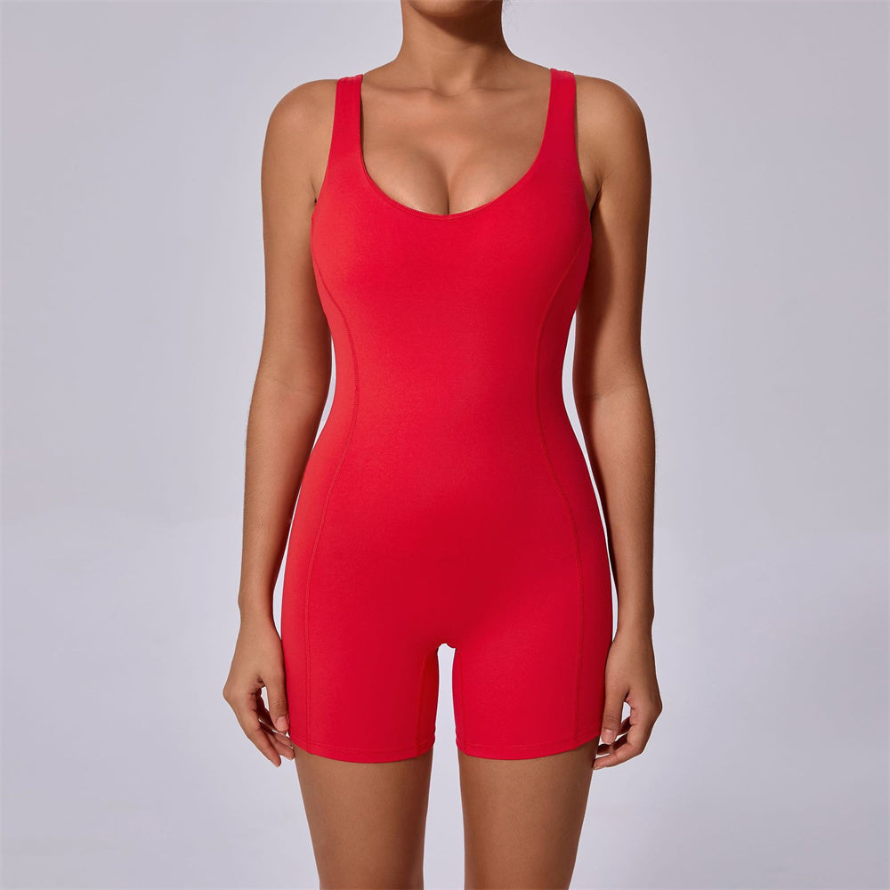 Impact Double Lined Romper Red