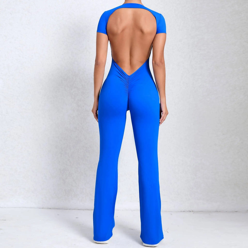 Essential Backless Flared Jumpsuit Royal blue