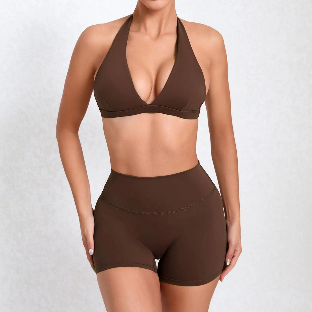 Sarah Bralette & Shorts Set Brown