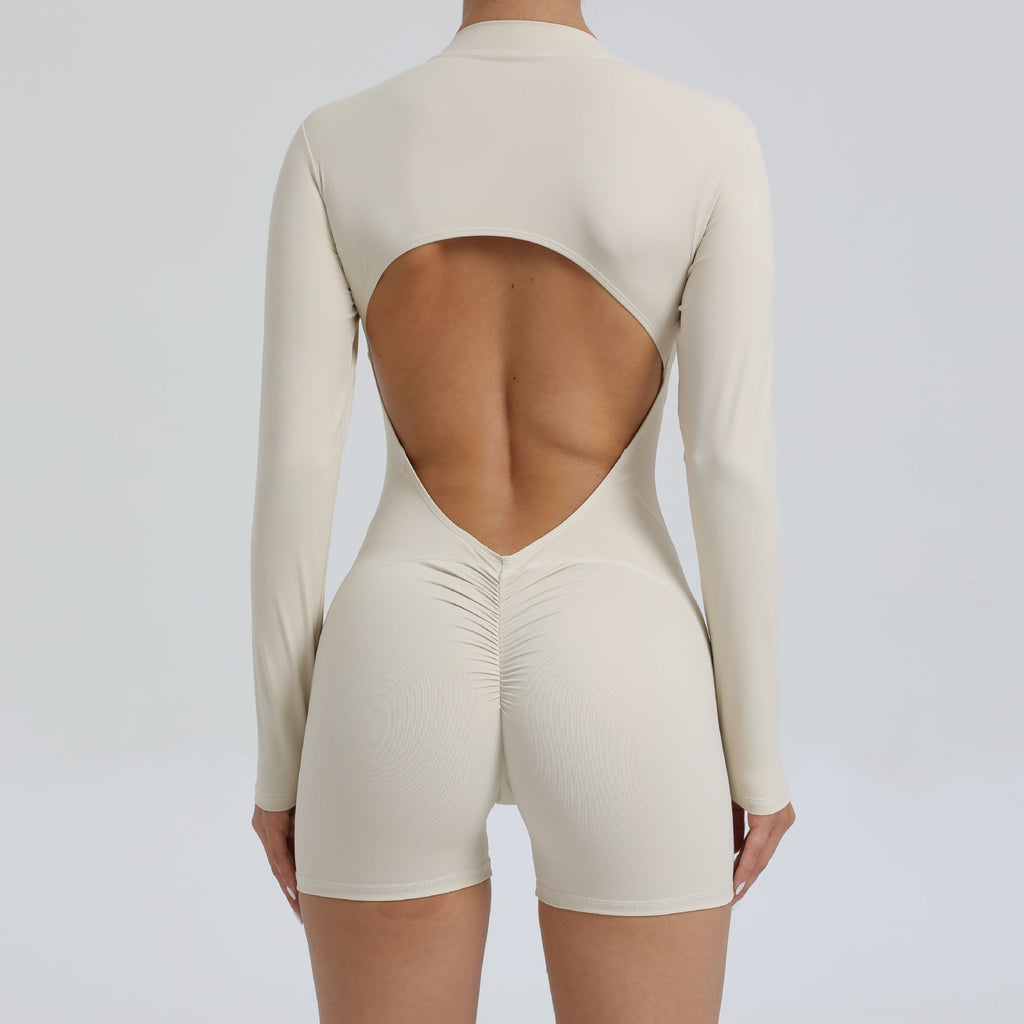 Essential Open Back Scrunch Romper Ivory